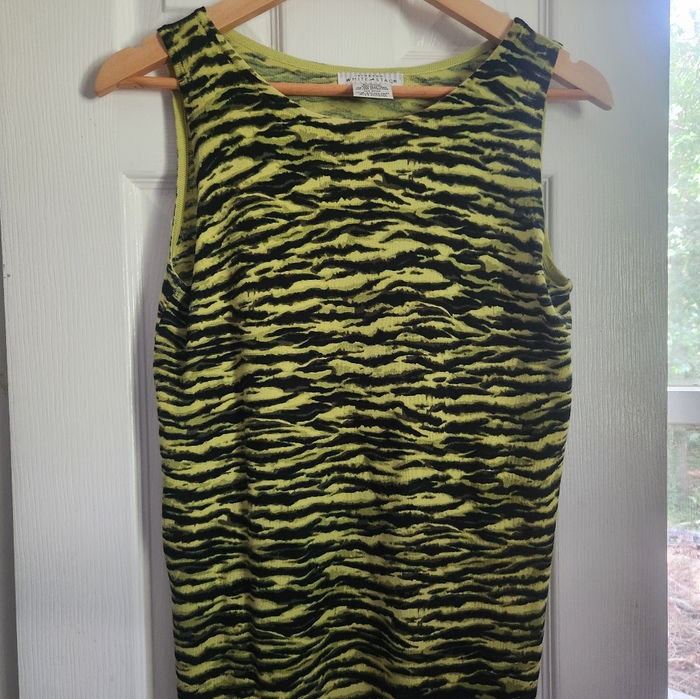 Zebra Print Tank in Green and Black